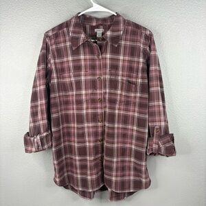 Carhartt Youth Large Maroon Fairview Plaid Shirt